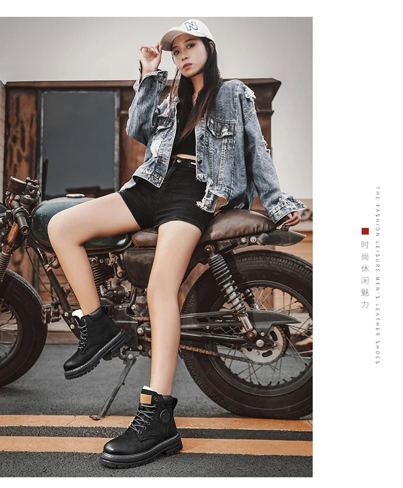 High-Quality Men’s & Women’s Lace-Up Leather High Top Boots